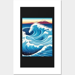 Ukiyo-e Japanese Art - Giant Waves and Mount Fuji Posters and Art